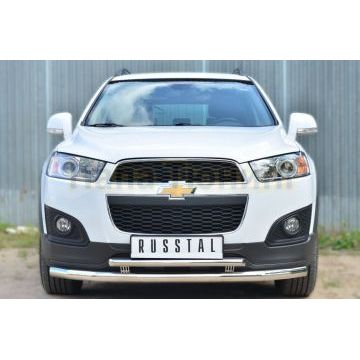Защита переднего бампера двойная d57-d42 РусСталь для Chevrolet Captiva 2013-2016 Защита переднего бампера двойная d57-d42 РусСталь для Chevrolet Captiva 2013-2016