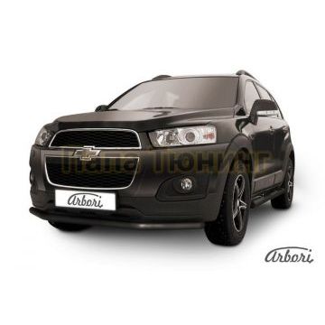Защита переднего бампера чёрная сталь 57 мм Slitkoff для Chevrolet Captiva 2013-2016