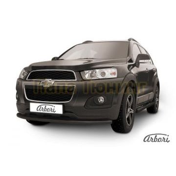 Защита передняя чёрная сталь радиусная 57 мм Slitkoff для Chevrolet Captiva 2013-2016
