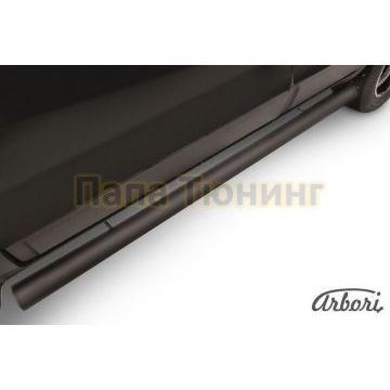 Защита штатных порогов чёрная сталь труба 76 мм Slitkoff для Chevrolet Captiva 2013-2016 Защита штатных порогов чёрная сталь труба 76 мм Slitkoff для Chevrolet Captiva 2013-2016