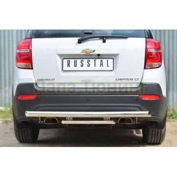 Защита заднего бампера двойная d57-d42 дуга РусСталь для Chevrolet Captiva 2013-2016 Защита заднего бампера двойная d57-d42 дуга РусСталь для Chevrolet Captiva 2013-2016