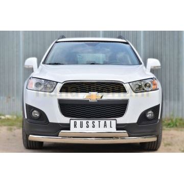 Защита передняя овальная двойная 75х42 мм РусСталь для Chevrolet Captiva 2013-2016 Защита передняя овальная двойная 75х42 мм РусСталь для Chevrolet Captiva 2013-2016