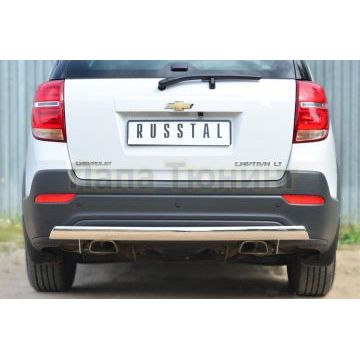 Защита заднего бампера овальная 75х42 мм дуга РусСталь для Chevrolet Captiva 2013-2016 Защита заднего бампера овальная 75х42 мм дуга РусСталь для Chevrolet Captiva 2013-2016