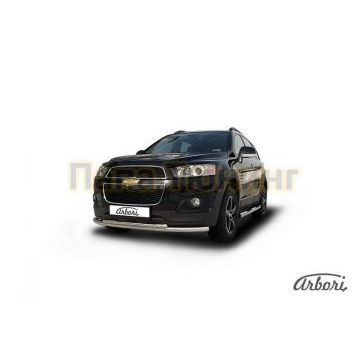 Защита передняя двойная радиусная 57-42 мм Slitkoff для Chevrolet Captiva 2013-2016