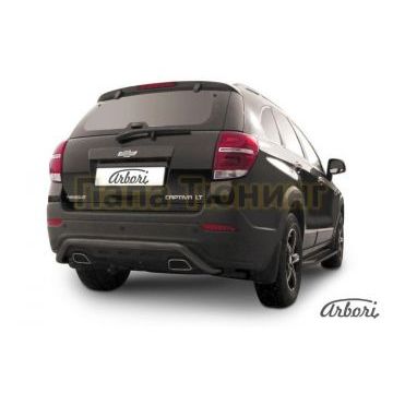Защита заднего бампера чёрная сталь скоба 57 мм Slitkoff для Chevrolet Captiva 2013-2016