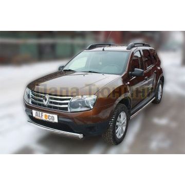 Защита передняя овальная 75х42 мм ALFeco для Renault Duster 2011-2015