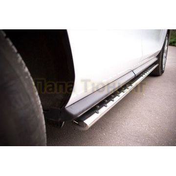 Пороги труба овальная с проступью 75х42 мм для Chevrolet Captiva 2011-2013