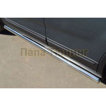 Пороги труба с накладками 76 мм вариант 3 для Chevrolet Captiva 2011-2013