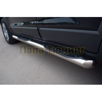 Пороги труба с накладками 76 мм вариант 1 для Chevrolet Captiva 2011-2013