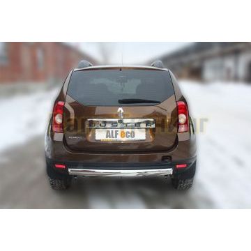 Защита заднего бампера овальная 75х42 мм ALFeco для Renault Duster 2011-2015