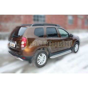 Защита заднего бампера овальная 75х42 мм ALFeco для Renault Duster 2011-2015