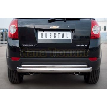 Защита заднего бампера двойная d76-d42 РусСталь для Chevrolet Captiva 2011-2013