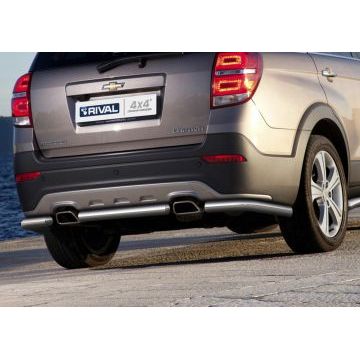 Защита заднего бампера короткая 57 мм Rival для Chevrolet Captiva 2011-2013