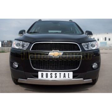 Защита переднего бампера 75х42-75х42 овалы РусСталь для Chevrolet Captiva 2011-2013 Защита переднего бампера 75х42-75х42 овалы РусСталь для Chevrolet Captiva 2011-2013