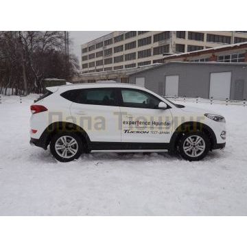 Пороги труба 60 мм ALFeco для Hyundai Tucson 2015-2021