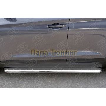 Пороги с площадкой нержавеющий лист 42 мм РусСталь для Hyundai Tucson 2015-2021