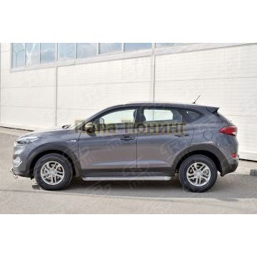 Пороги с площадкой нержавеющий лист 42 мм РусСталь для Hyundai Tucson 2015-2021