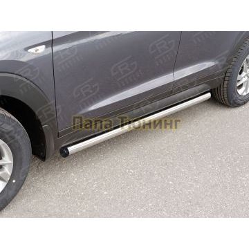Пороги труба d57 вариант 2 РусСталь для Hyundai Tucson 2015-2021