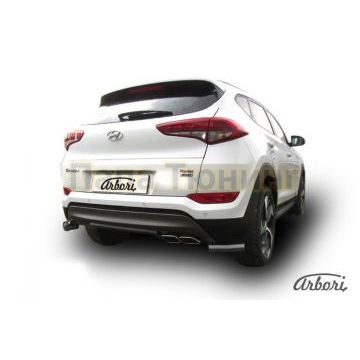 Защита задняя уголки чёрная сталь 57 мм на 4х4 Slitkoff для Hyundai Tucson 2015-2018