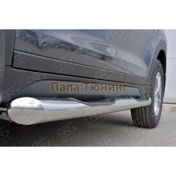 Пороги труба с накладками d76 вариант 1 РусСталь для Hyundai Tucson 2015-2021