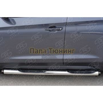 Пороги труба с накладками d76 вариант 2 РусСталь для Hyundai Tucson 2015-2021