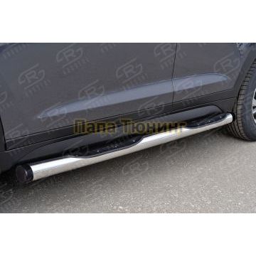 Пороги труба с накладками d76 вариант 2 РусСталь для Hyundai Tucson 2015-2021