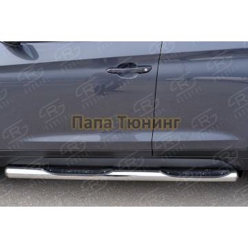 Пороги труба с накладками d76 вариант 3 РусСталь для Hyundai Tucson 2015-2021