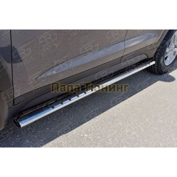 Пороги труба овальная с проступью 75х42мм РусСталь для Hyundai Tucson 2015-2021