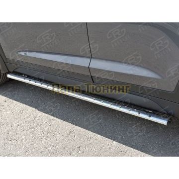 Пороги труба овальная с проступью 75х42мм РусСталь для Hyundai Tucson 2015-2021