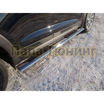 Пороги труба овальная с накладками 120х60 мм ТСС для Hyundai Tucson 2015-2018 Пороги труба овальная с накладками 120х60 мм ТСС для Hyundai Tucson 2015-2018