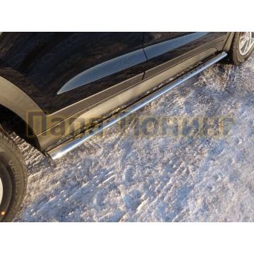 Пороги труба овальная с проступью 75х42 мм ТСС для Hyundai Tucson 2015-2018 Пороги труба овальная с проступью 75х42 мм ТСС для Hyundai Tucson 2015-2018
