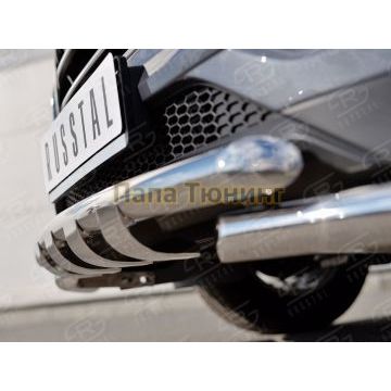 Защита передняя двойная с клыками d57-d57 РусСталь для Hyundai Tucson 2015-2021