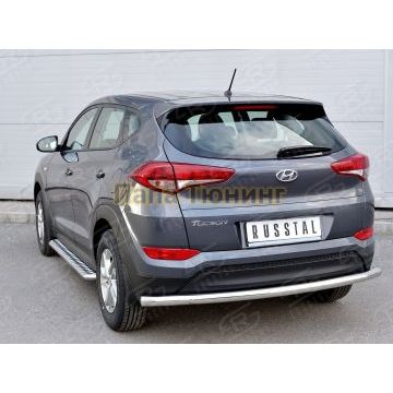 Защита заднего бампера d57 секции РусСталь для Hyundai Tucson 2015-2021
