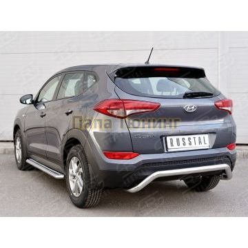 Защита заднего бампера волна под машину d57 РусСталь для Hyundai Tucson 2015-