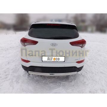 Защита заднего бампера овальная 75х42 мм ALFeco для Hyundai Tucson 2015-2021