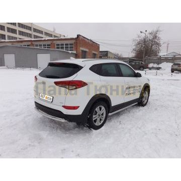 Защита заднего бампера овальная 75х42 мм ALFeco для Hyundai Tucson 2015-2021