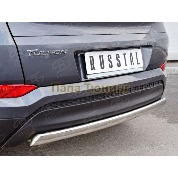 Защита заднего бампера овальная 75х42 мм РусСталь для Hyundai Tucson 2015-2021