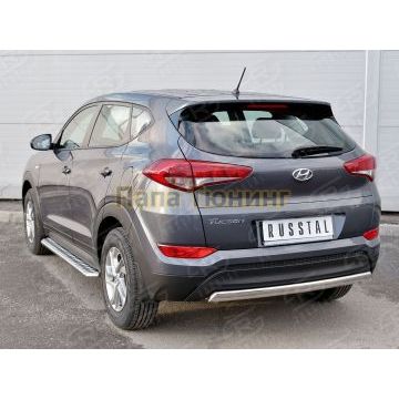 Защита заднего бампера овальная 75х42 мм РусСталь для Hyundai Tucson 2015-2021