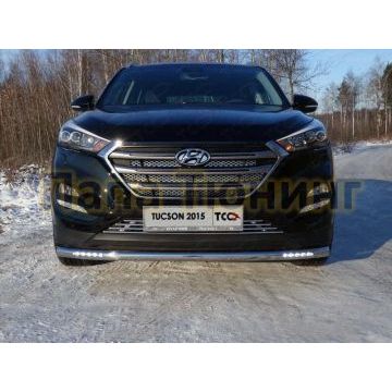 Защита переднего бампера с ДХО 60 мм ТСС для Hyundai Tucson 2015-2018