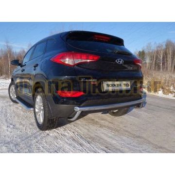 Защита заднего бампера двойная 60-42 мм ТСС для Hyundai Tucson 2015-2018