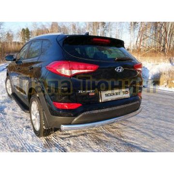 Защита заднего бампера овальная 75х42 мм ТСС для Hyundai Tucson 2015-2018