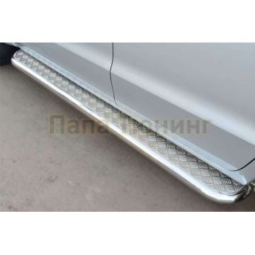 Пороги с площадкой алюминиевый лист d57 РусСталь для Volkswagen Amarok 2013-2016