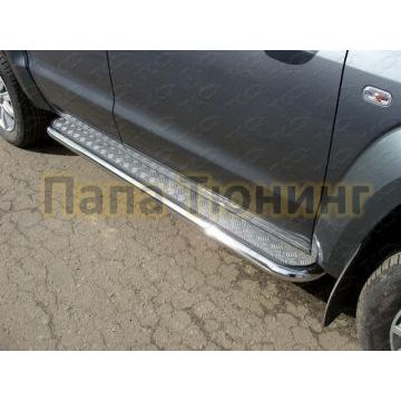 Пороги с площадкой алюминиевый лист 60 мм ТСС для Volkswagen Amarok 2010-2016 Пороги с площадкой алюминиевый лист 60 мм ТСС для Volkswagen Amarok 2010-2016