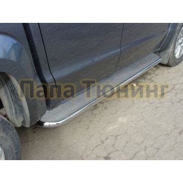 Пороги с площадкой нержавеющий лист 60 мм ТСС для Volkswagen Amarok 2010-2016 Пороги с площадкой нержавеющий лист 60 мм ТСС для Volkswagen Amarok 2010-2016