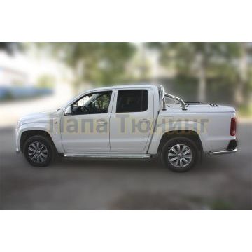 Пороги с площадкой алюминиевый лист 60 мм ALFeco для Volkswagen Amarok 2010-2016