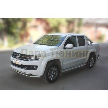 Пороги с площадкой алюминиевый лист 60 мм ALFeco для Volkswagen Amarok 2010-2016