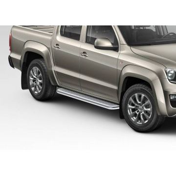 Пороги с площадкой нержавеющий лист 57 мм Rival для Volkswagen Amarok 2016-