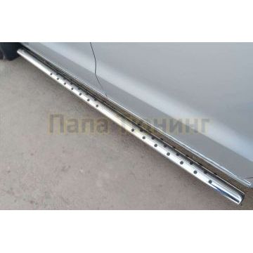 Пороги труба овальная с проступью 75х42 мм РусСталь для Volkswagen Amarok 2013-2016