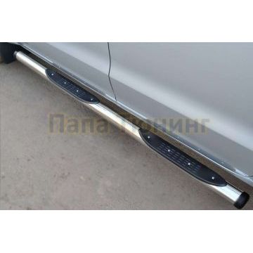 Пороги труба с накладками d76 вариант 2 РусСталь для Volkswagen Amarok 2013-2016