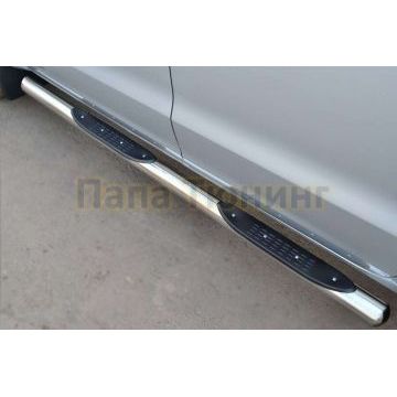 Пороги труба с накладками d76 вариант 3 РусСталь для Volkswagen Amarok 2013-2016